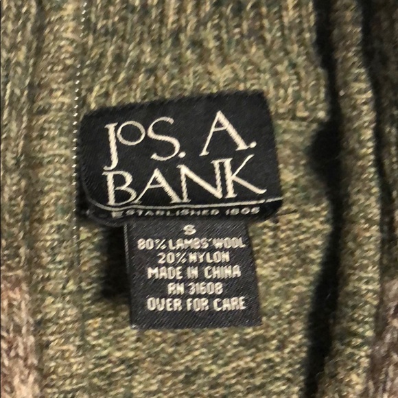 Green Argyle Jos. A Bank Quarter Zip Sweater - Picture 2 of 4